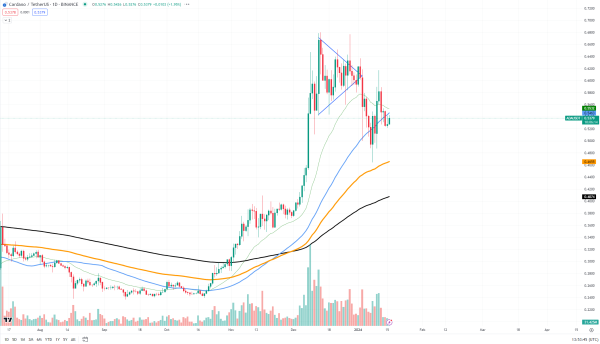 Cardano's Uptrend Clings to Hidden Support, While Arbitrum Eyes EMA Milestone, Shiba Inu's Pattern Slip