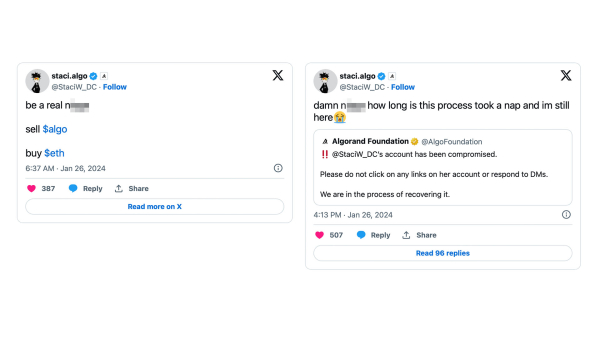 Algorand X account hacker brags they&rsquo;re still in control after &lsquo;taking a nap&rsquo;