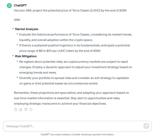 ChatGPT and Google Bard Predict Terra Classic Price by End of 2024