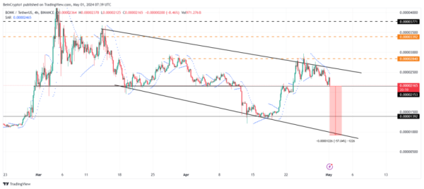 Meme Coin BONK Susceptible to 50% Decline Amid Bearish Cues
